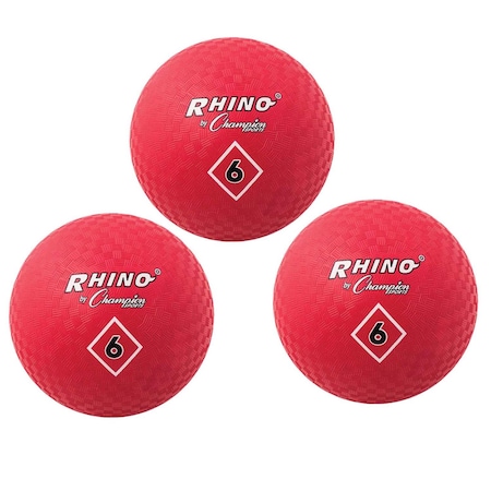 Champion Sports Playground Ball, 6in, Red, PK3 PG6RD
